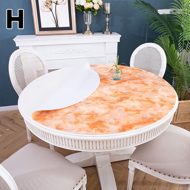 Dia 60cm Round PVC Waterproof Tablecloth Plastic Oilproof Table Cloth Soft No-wash Table Cloth For Home Kitchen Decor: H