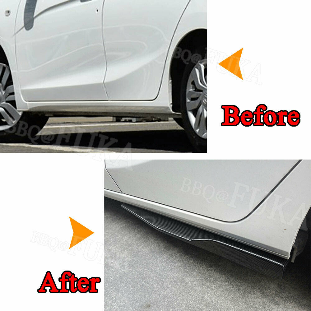Pair 74.5cm Car Carbon Fiber Side Skirts Rocker Splitters Diffuser Winglet Wings
