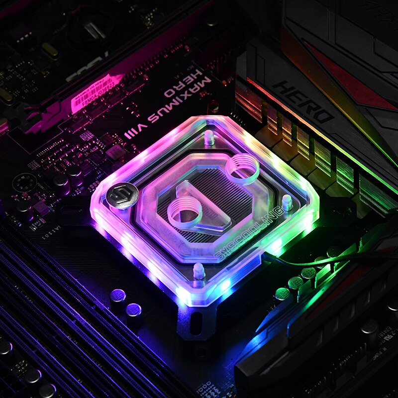 Syscooling CPU water block for intel socket LGA 115x 1200 1366 copper plate micro channel with RGB lights PC water cooling