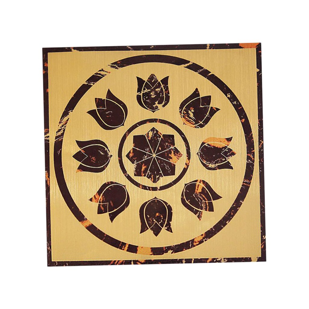 Removable Self Adhesive Floor Stickers PVC Brushed Gold: Style02-60x60cm 40x