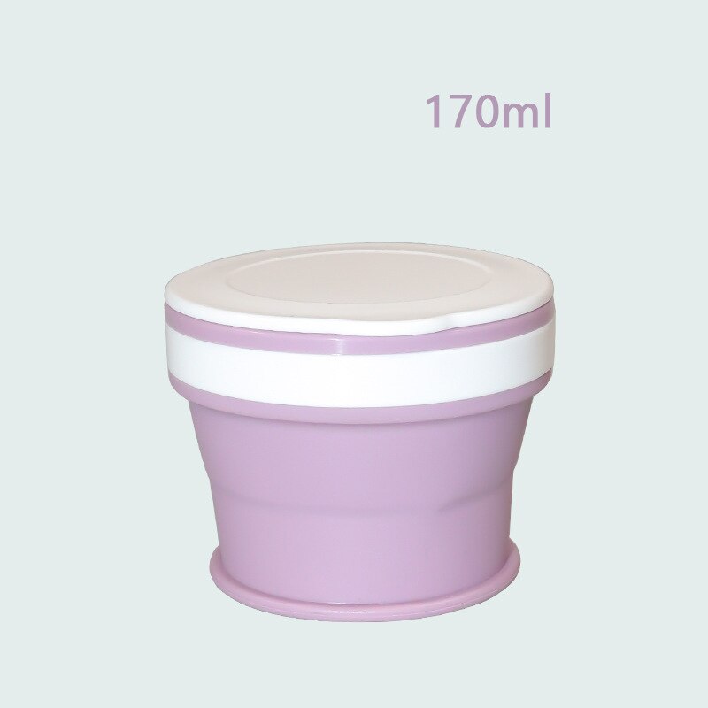 170/270/350ml Folding Silicone Draagbare Siliconen Telescopische Drinken Inklapbare koffie cup vouwen silica cup met Deksels reizen: 170ml Purple