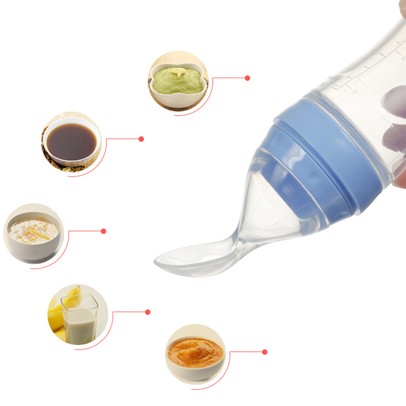 120Ml Veilig Pasgeboren Baby Zuigfles Peuter Siliconen Squeeze Voeden Lepel Melk Fles Baby Training Feeder