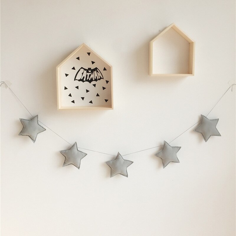 Guirnalda nórdica de estrellas y luna para decoración de pared, cartel de , alfombra de cama, banderines para Baby Shower, adorno colgante para habitación de niños, accesorios para fotos