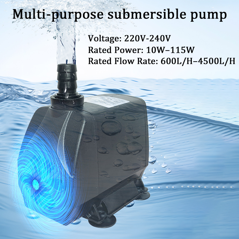 Bomba de água ultra silenciosa, mini ac220v, motor sem escova, submersível, adaptador de bomba de água para aquário, fonte de lago para jardim de tanque de peixes