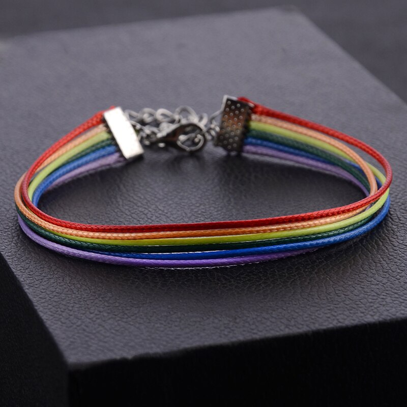 Gay Polsbandje Handgemaakte Ronde Touw Leather Charm Armband Rainbow Polsband Valentijn Cadeaus Vriendschap Sieraden