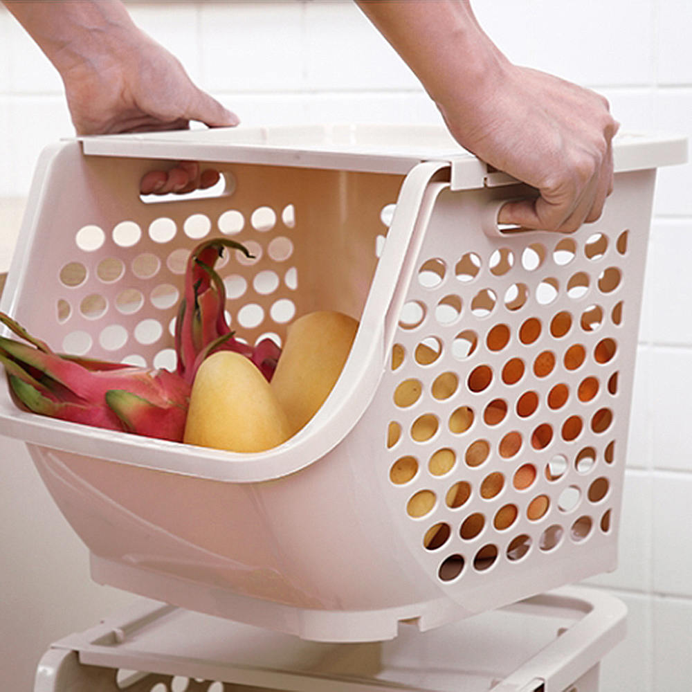Cesta de almacenamiento de cocina cesta apilable de almacenamiento de vegetales y frutas cesta multifunción almacenamiento baño cocina hogar Orangizer