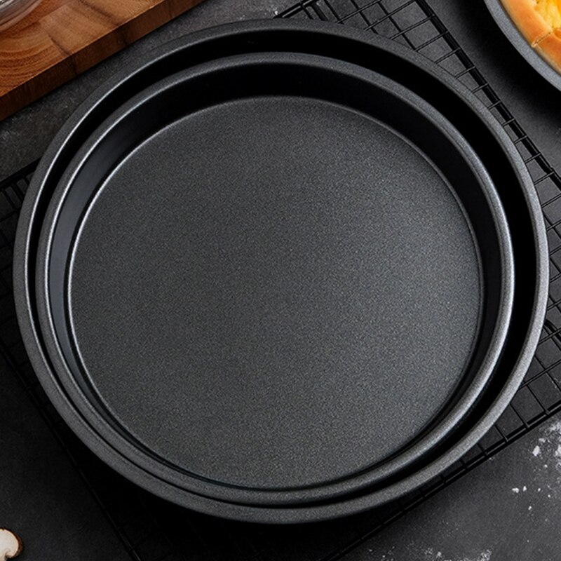 Poêle antiadhésive ronde en acier au carbone, de alimentaire, poêle à Pizza, outil de pâte, moule à gâteau, accessoires de cuisine