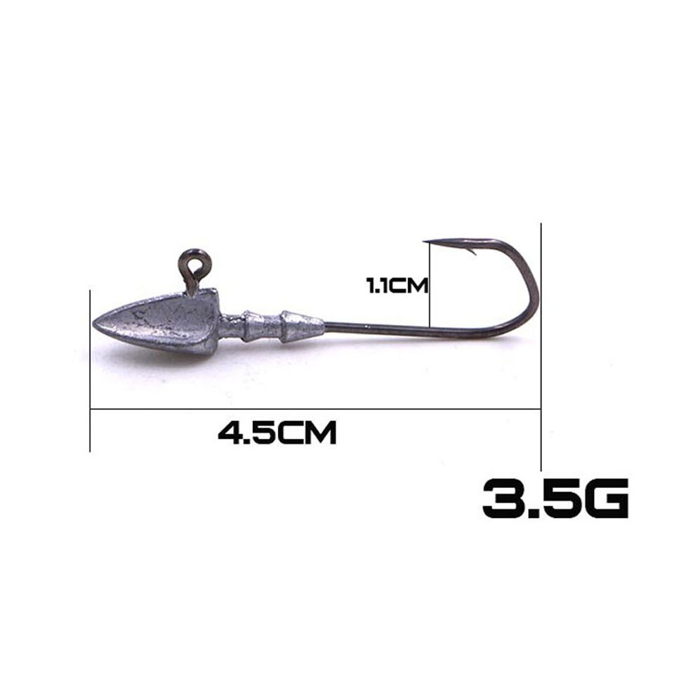 Tête de gabarit en plomb pour appât de pêche,hameçon barbelé pour leurre souple et exposé, disponible en 3.5/5/7/10/14/20 g, 5 pièces par lot,