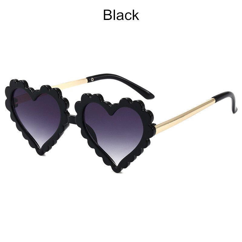 Kottdo hjerte låve solbriller låve plast søte solbriller til jenter takrenne gradient solbriller  uv400 gafas: Svart