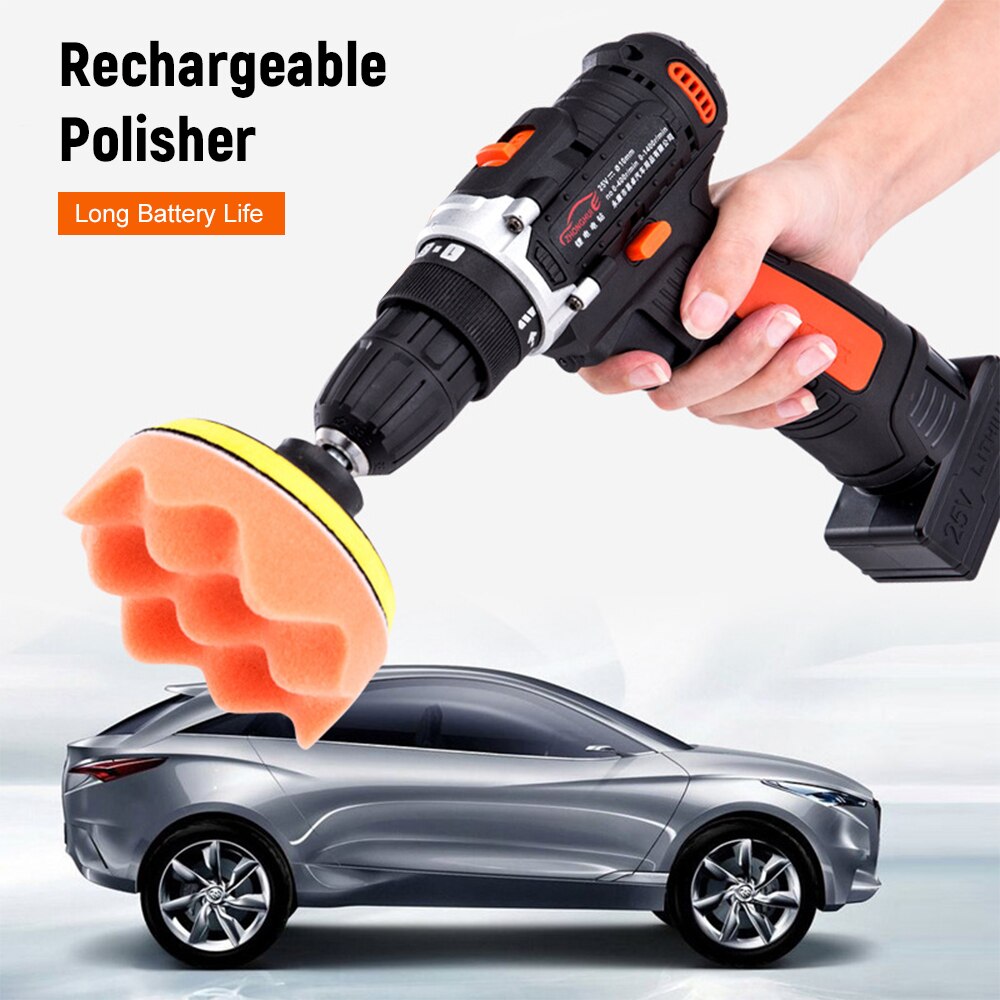 120W Car Polishing Machine Cordless Drill / Driver Kit Polisher Car Buffer Waxer Set Power Screwdriver 1350rpm Variable Speed