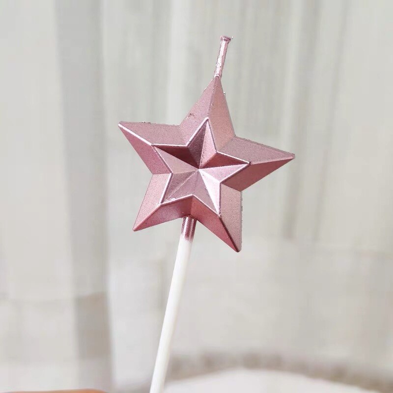 1 Pcs/ Love Diamond Shaped Gilded Cake Candle Safe Flames Kids Birthday Party Wedding Cake Candle Home Decoration Favor Supplies: style8