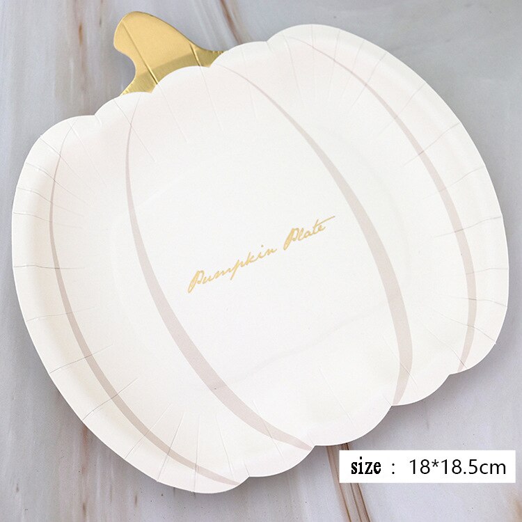 Birthday party disposable Paper Plate Picnic Plate Pumpkin Paper Plate Tableware Supplies for halloween pumpkin shape plate: plate-10pcs