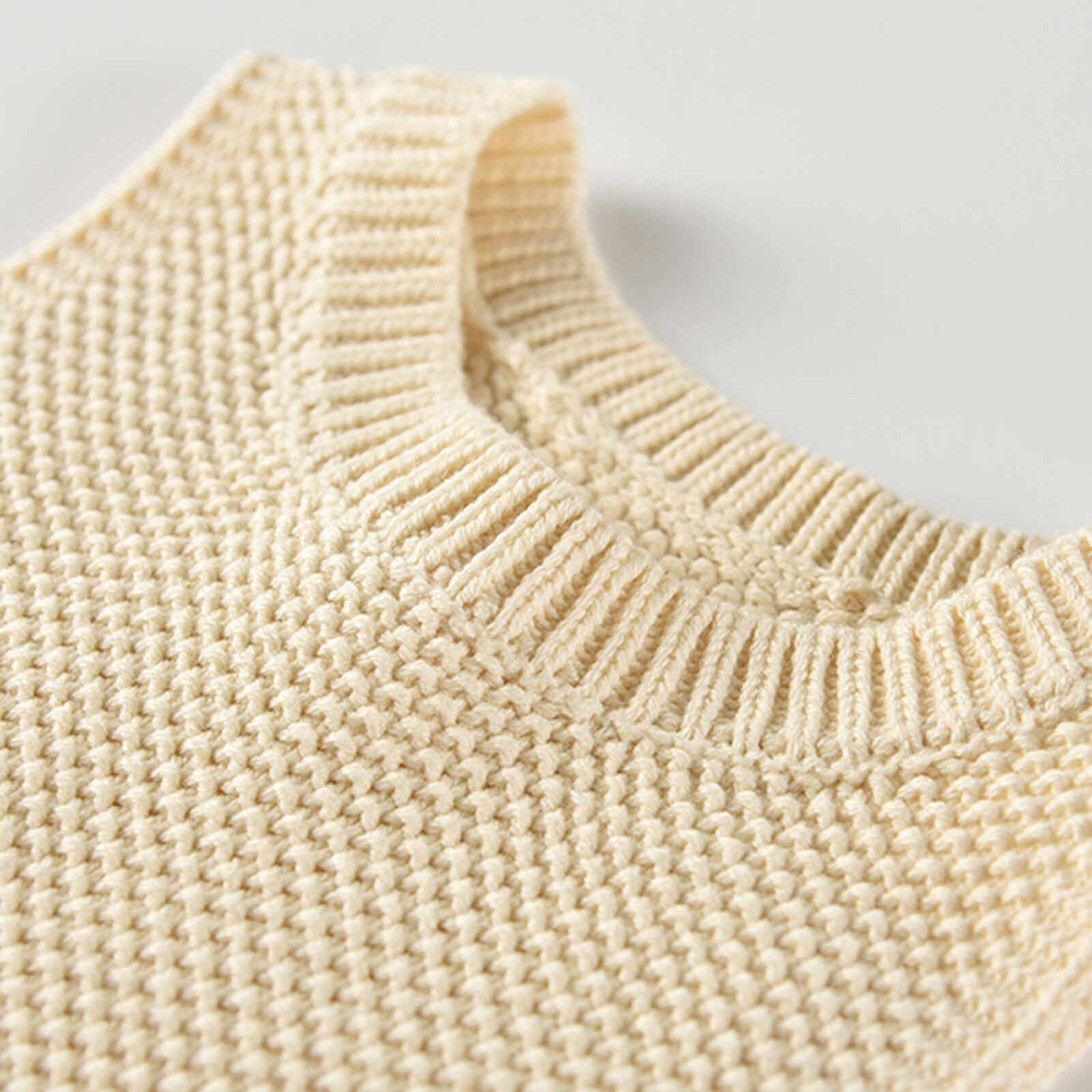 Meisjes jongens top, herfst shirt, ronde hals mouwloos casual elastische zoom winddicht warm breien blouse: Beige / 12m