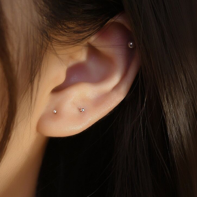 Pendientes minimalistas de 2 piezas para mujer y niña, aretes pequeños con tuerca, hipoalergénicos
