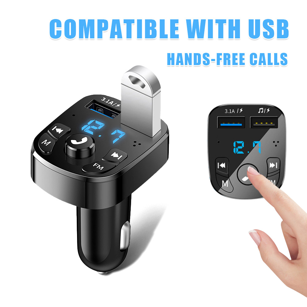Awtoulag 5.0 FM geçiriji simsiz elsiz ses kabul ediji awtoulag MP3 pleýer USB çalt zarýad beriji Bluetooth bilen gabat gelýän awtoulag enjamlary bluetooth coche: Default Title