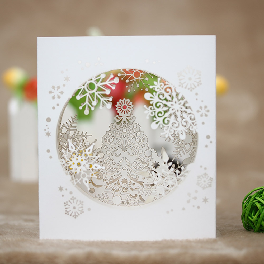 1 St Stijlvolle Handgemaakte 3D Pop Up Boom Box Snowflake Wenskaart Vrolijk Kerstcadeau Feestartikelen