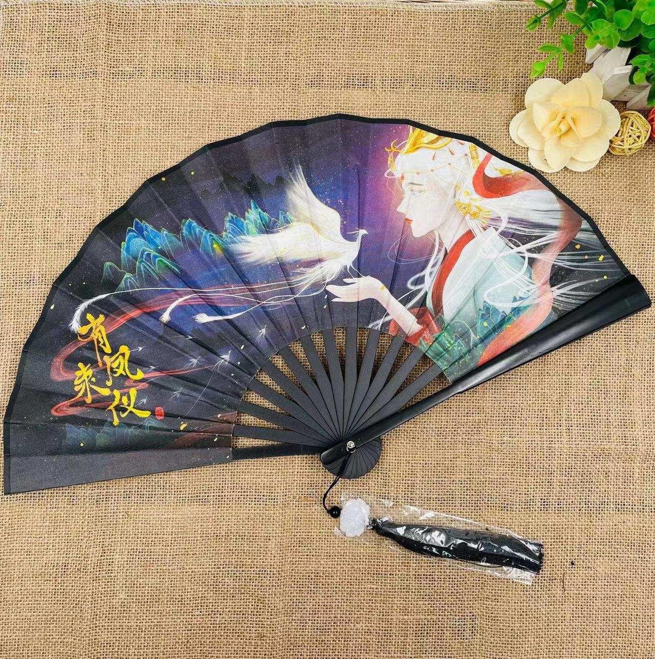 Éventail pliant de style chinois, tissu de danse classique, impression de dragon animal en plastique vintage, ventilateurs à main, accessoires photo, cosplay