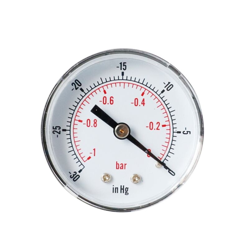 Vacuum Pressure Gauge 52mm -1/0 Bar -30"Hg/0 1/8 BSPT Back Connection Air Water Oil Gas 63HF