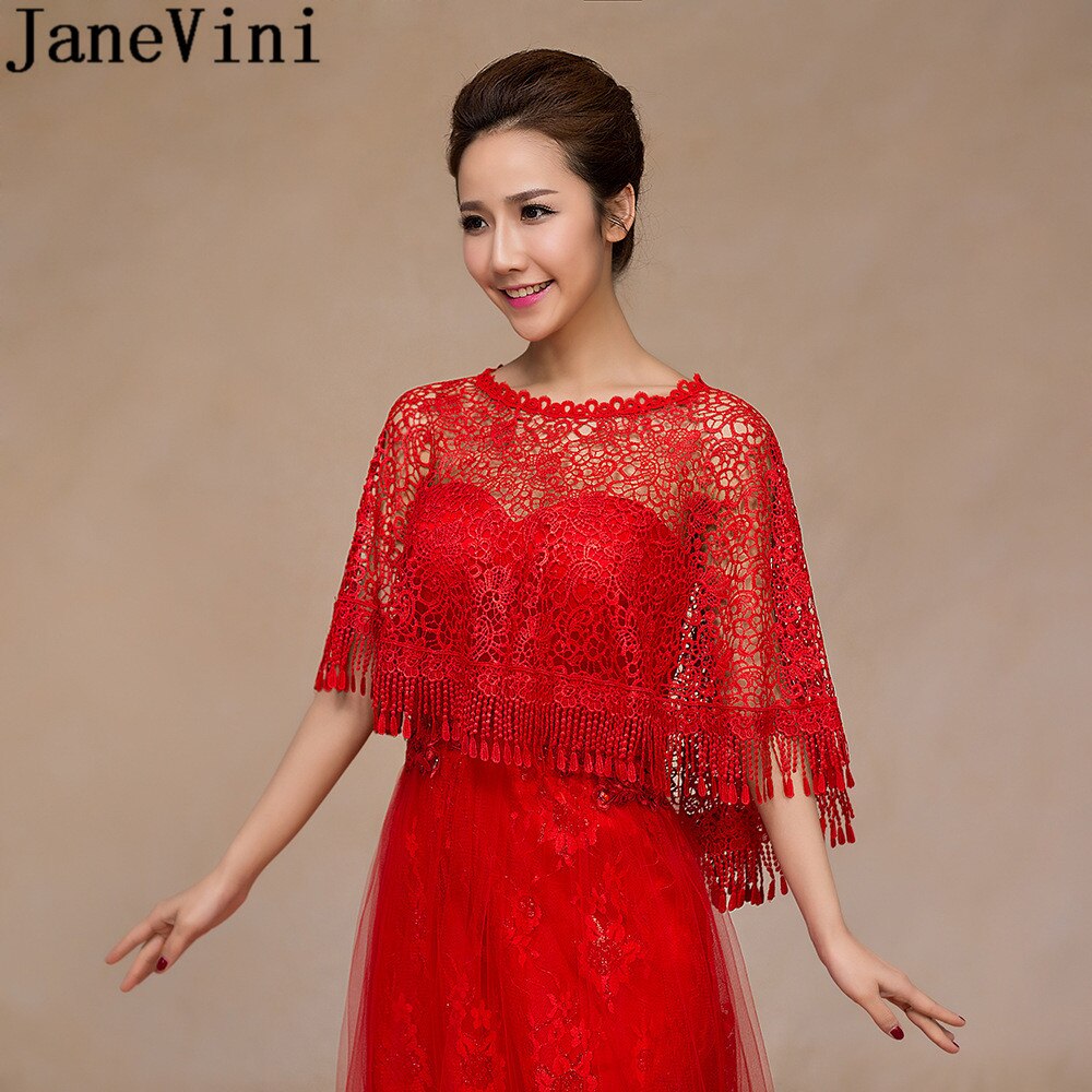 Janevini womens lindo nupcial cabo ombro bolero vermelho casamento formal noite floral rendas envoltórios e xales encolher casaco feminino