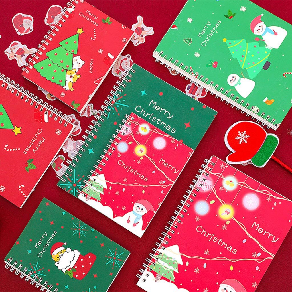 Wide Ruled Wirebound Spiral Notebook, 40 Sheet, Assorted Solid Small, Christmas notebook