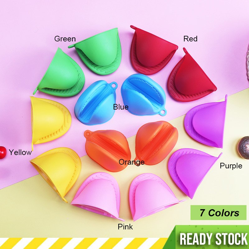 Gant en Silicone coloré Anti-brûlure antidérapant, 2 pièces, pour la cuisine, cuisson, résistant à la chaleur, pince à main, accessoires d'organisation