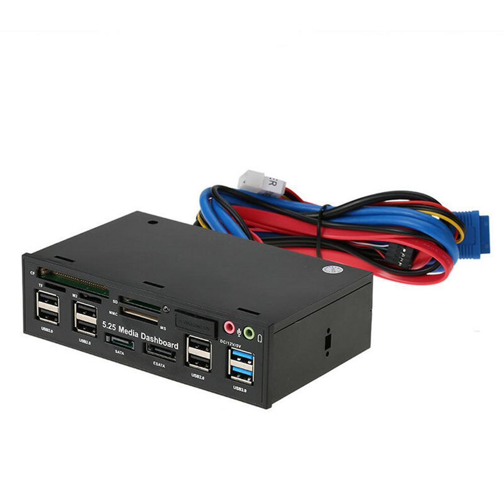 USB3.0 Hub ESATA 5,25 "lector de tarjetas interno tablero de instrumentos Panel frontal de medios