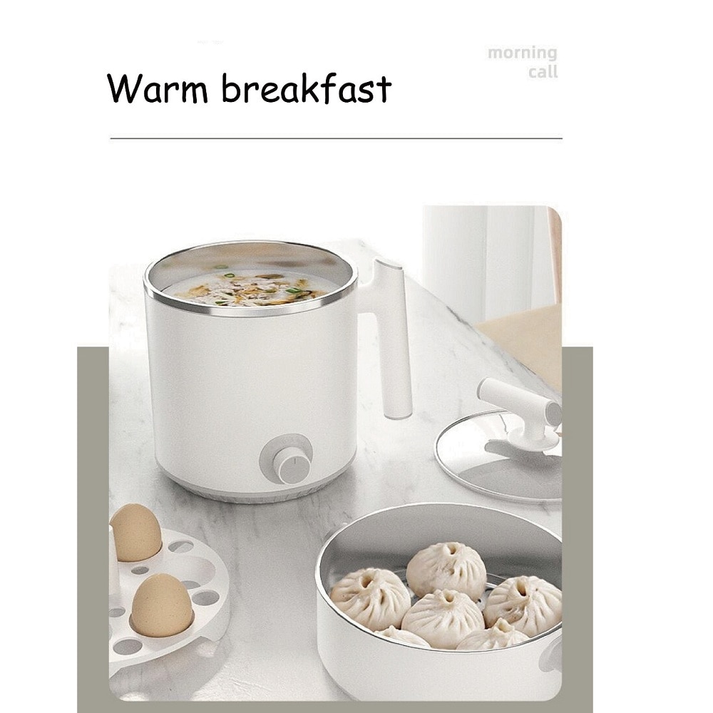 Mini olla multifunción de 1,2l para el hogar, para dormitorio, estudiante, olla humeante, para cocinar fideos, sartén de baja potencia