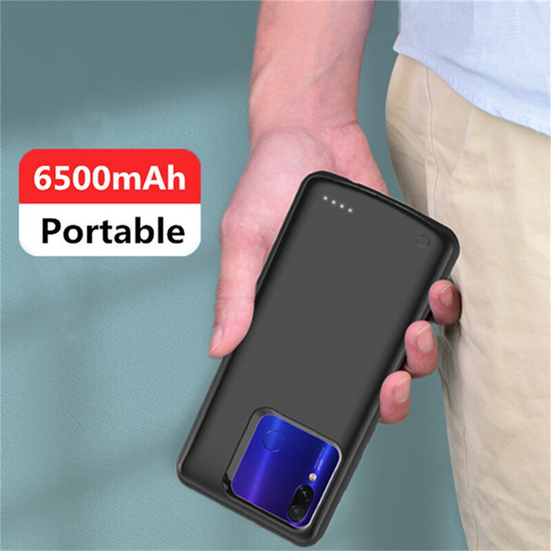 6500mah caso carregador de bateria portátil para xiaomi redmi nota 7 bateria caso powerbank bateria de carregamento capa para redmi nota 7 pro