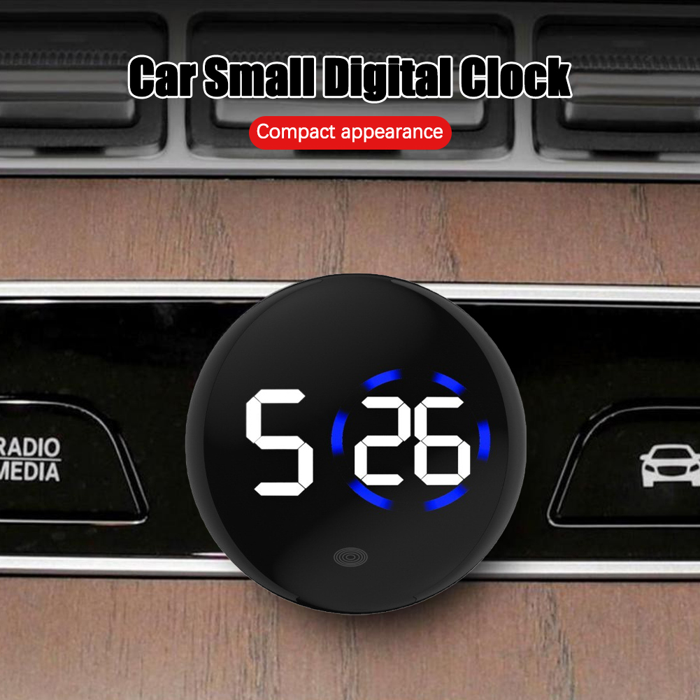 Mini reloj Digital adhesivo, reloj de cuarzo con pantalla táctil, adorno electrónico automotriz, accesorios de Interior de coche