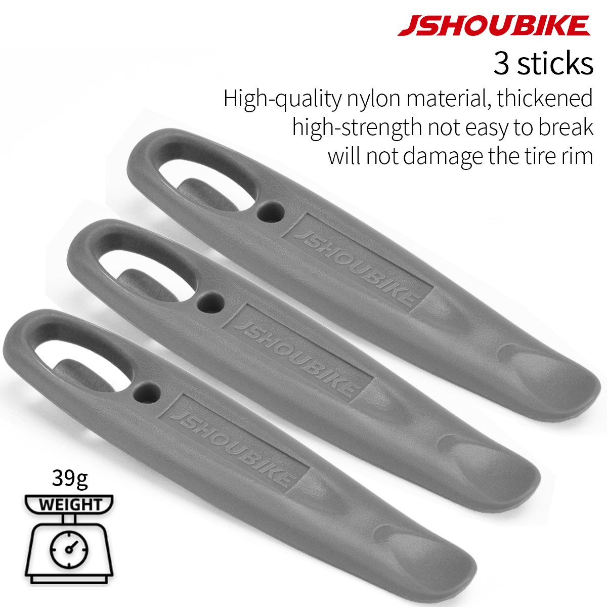 JSHOUBIKE-palanca de llanta de nailon para bicicleta, herramienta de reparación de rueda ultraligera, cuchara de neumático de bicicleta de montaña y carretera, accesorios de freno de ciclismo: 3 sticks