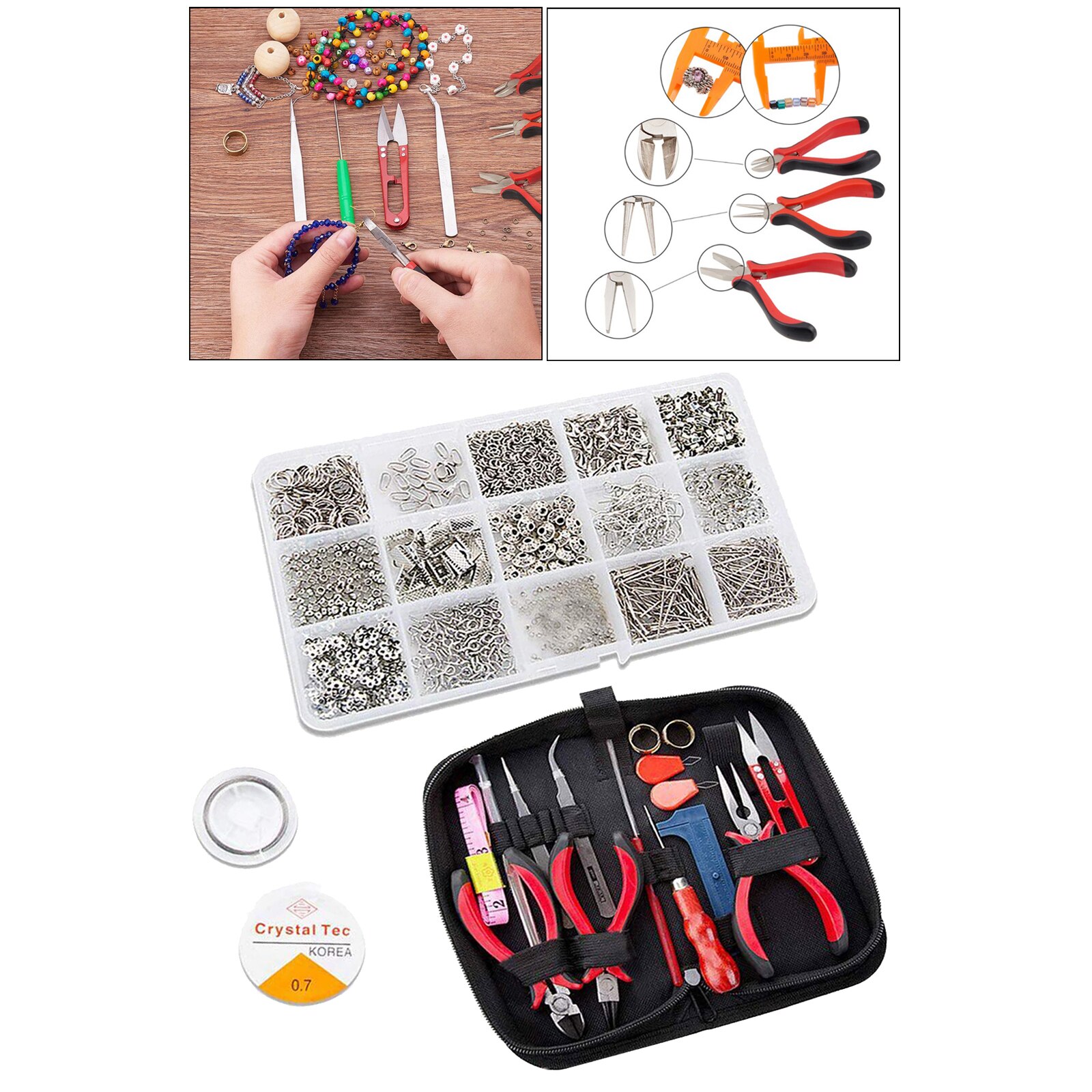 Jewelry Making Kit Jewelry Findings Starter Kit Jewelry Beading Making Repair Tools Kit Jewelry Pliers Beads Wire Starter Tool