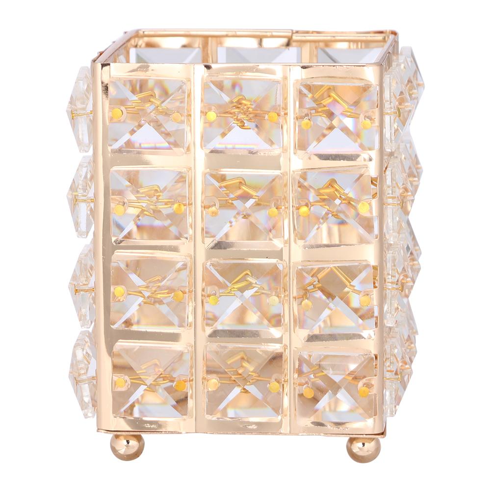 Metal Crystal Makeup Brushes Storage Tube Eyebrow Pencil Cosmetic Pens Holder Desktop Jewelry Box Organizer: A1