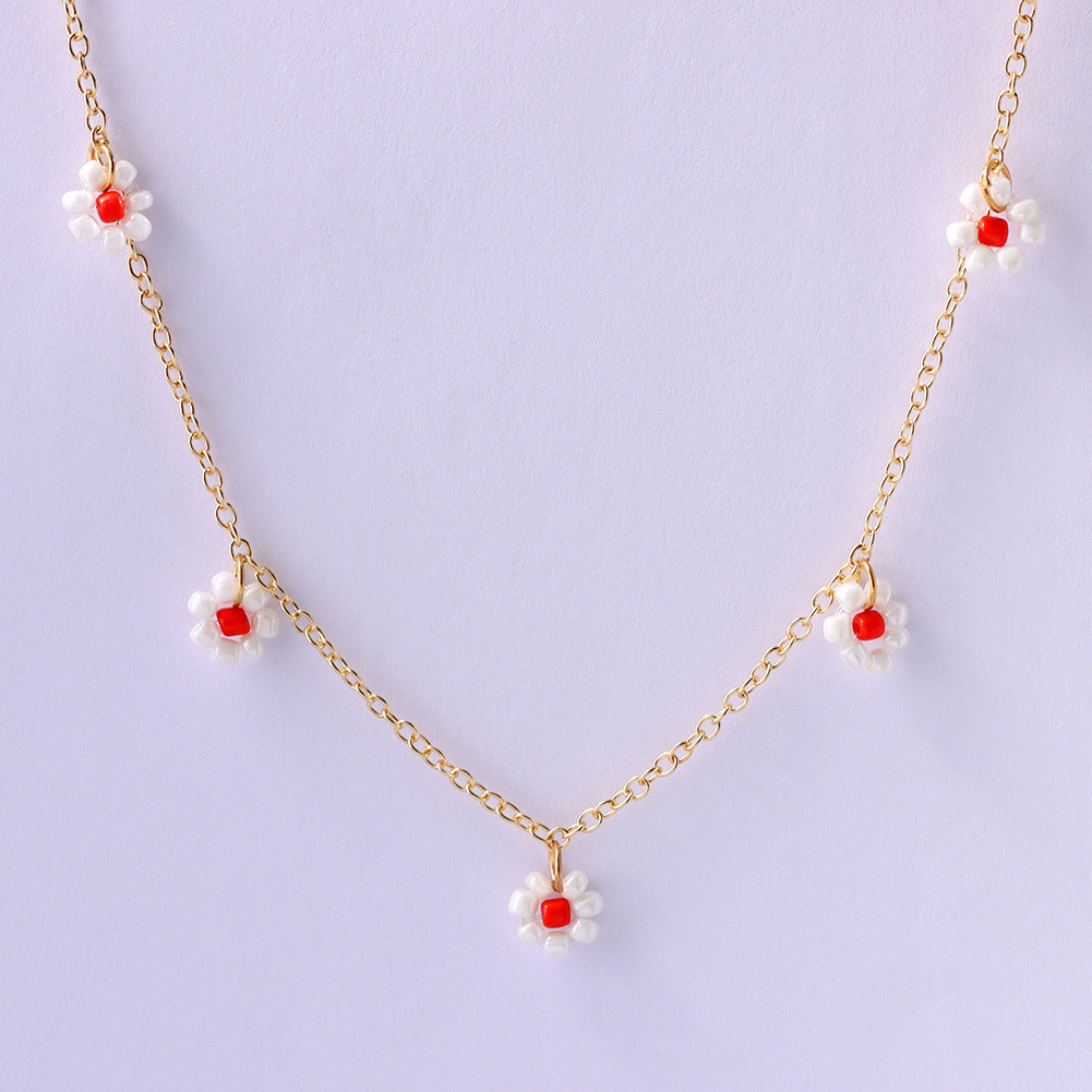 Collana di perline fiore margherita arcobaleno multistrato per donna cubana catena robusta girocollo Set gioielli bohémien regalo per feste Femme: 061208W