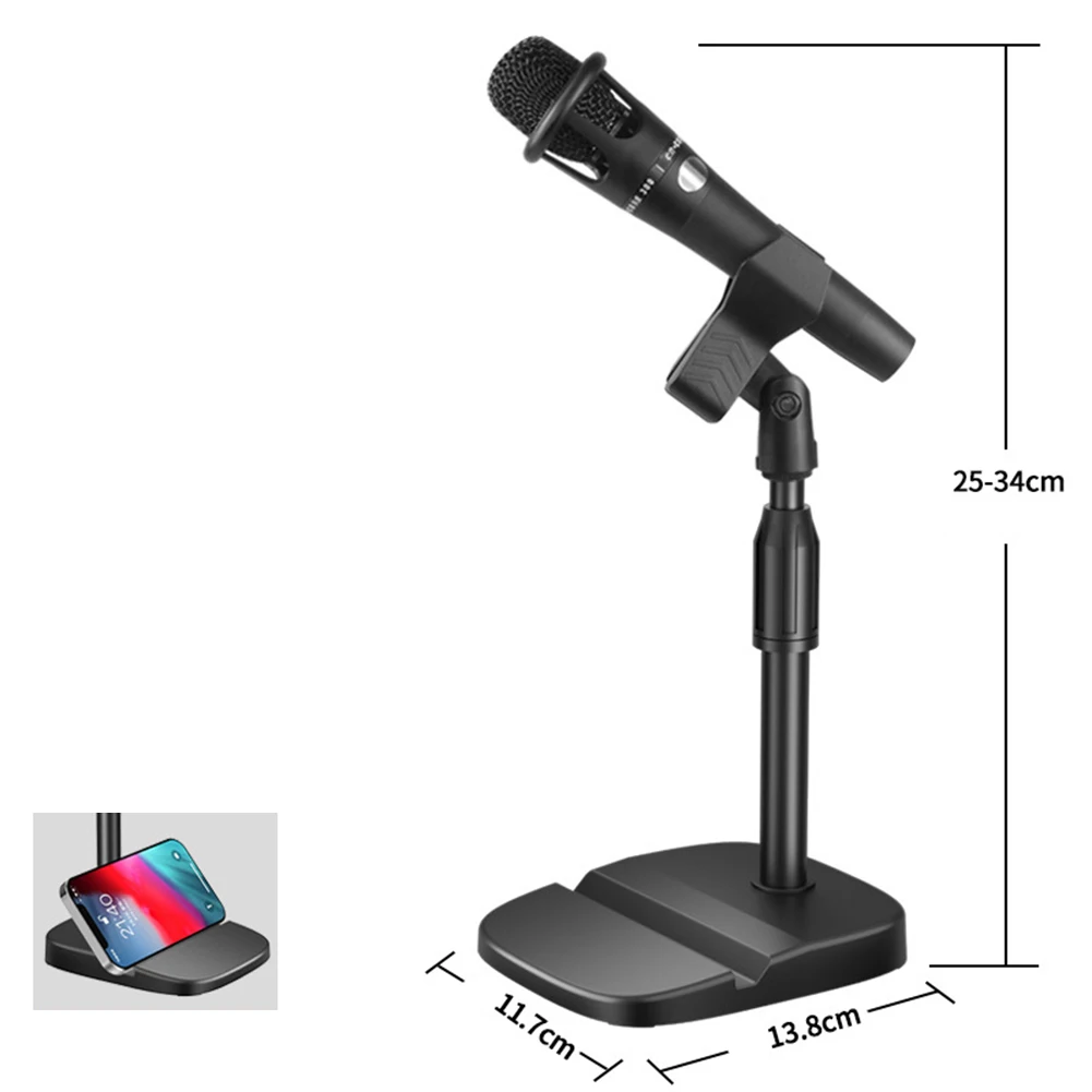 Soporte de micrófono ligero, trípode de escritorio, soporte de mesa portátil, Clip, soporte de micrófono ajustable con Kit de Base multiusos