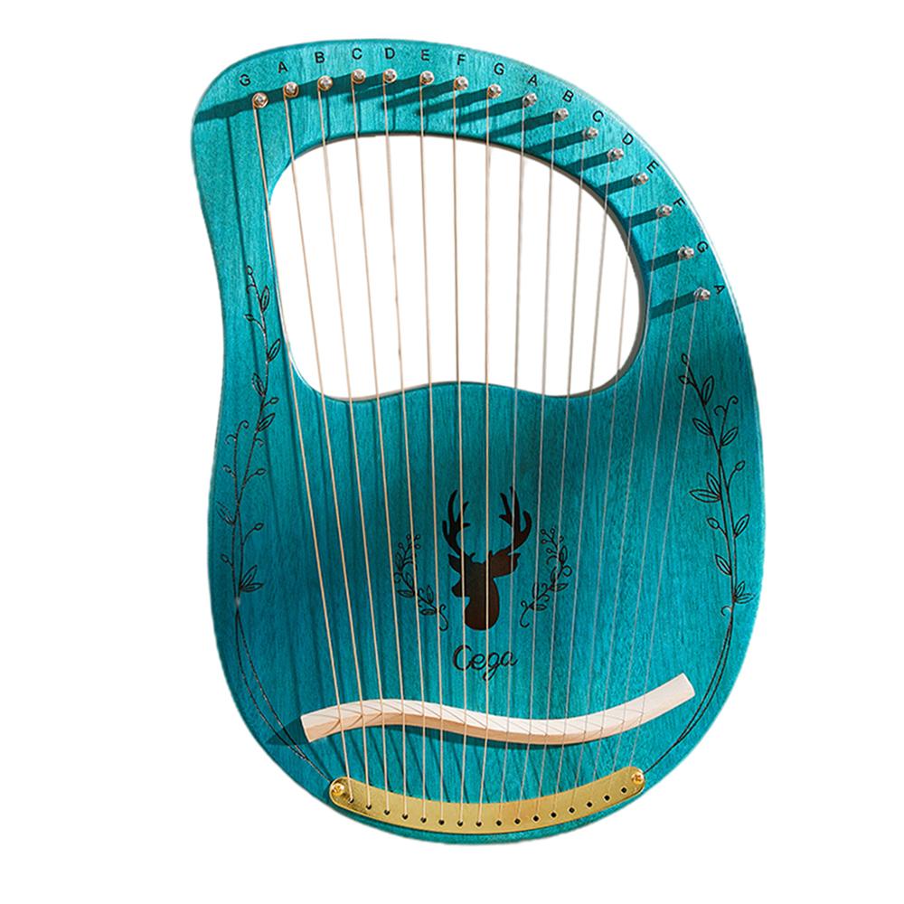 Mahogni træ 16 strenge lire harpe irsk skotsk 16 metal snor lire harpe udsøgt udskåret snorinstrument: Blå