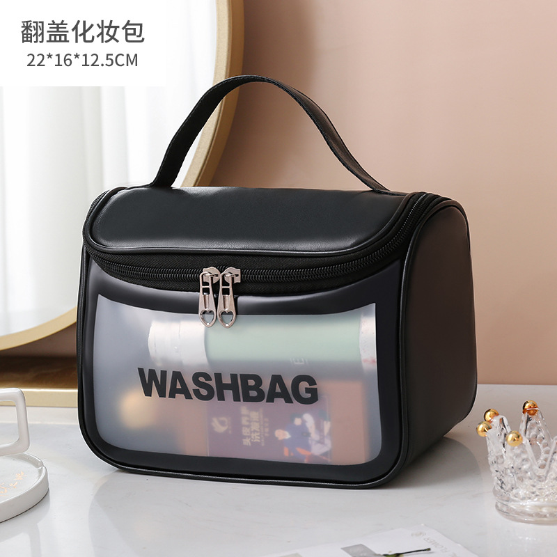 Travel Make Up Organizer Storage Bath Toiletry Wash Bag Transparent Cosmetic Bag PVC Women Zipper Clear Makeup Bags Beauty Case: Red