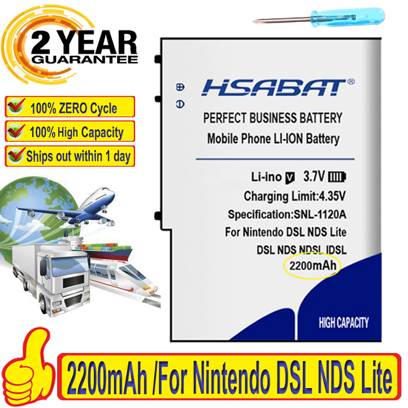 100% Originele Hsabat 2200 Mah Batterij Voor Nintendo Dsl Nds Lite Voor Dsl Nds Dslnds