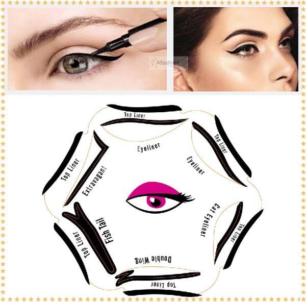 1 st Super stijl eyeliner stencil kit 6 model voor wenkbrauwen template de oogmake-up een gids diy kaart