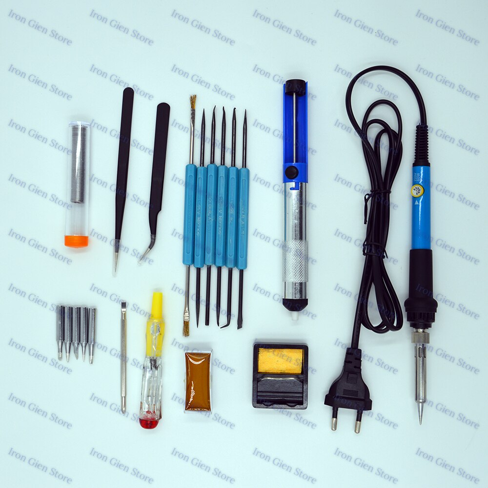 220/110V 60W EU/US/CN Plug Electric Soldering Iron Kits Adjustable Temperature Welding Repair Auxiliary Tools with 5 Tips Stand