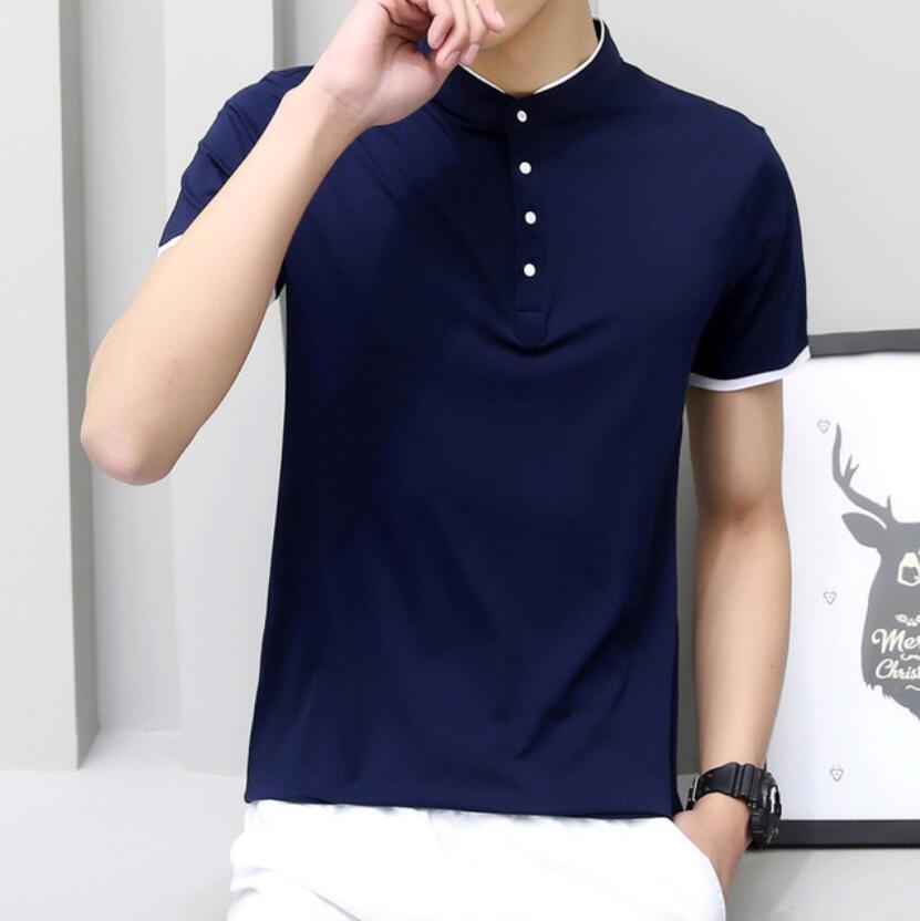 ZNG Summer Men Polos Casual Shirts Short Sleeve Cool Cotton Slim Fit Casual Shirts: M68-3