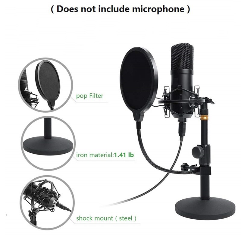 USB Condenser Microphone Tabletop Stand with Shock Mount Holder Mic Stand for Microphone