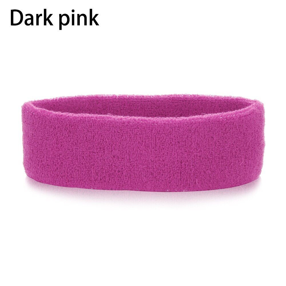 1PC Multicolor Cotton Unisex Sweatband Elastic Athletic Hair Bands Terry Cloth Moisture Wicking Working Outside Sports Accessory: Dark pink