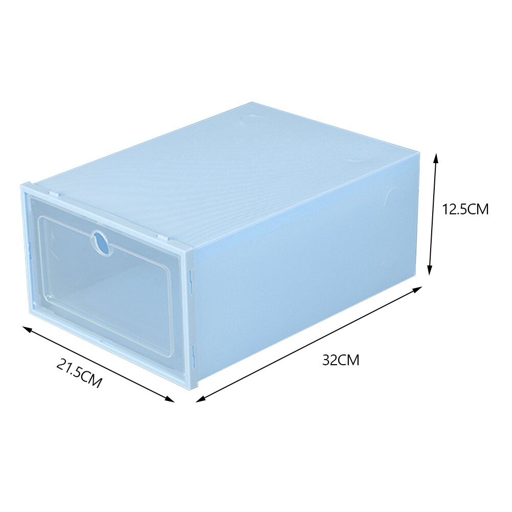 1pc Transparent shoe box storage shoe boxes thickened dustproof shoes organizer box can be superimposed combination shoe cabinet: Sky Blue