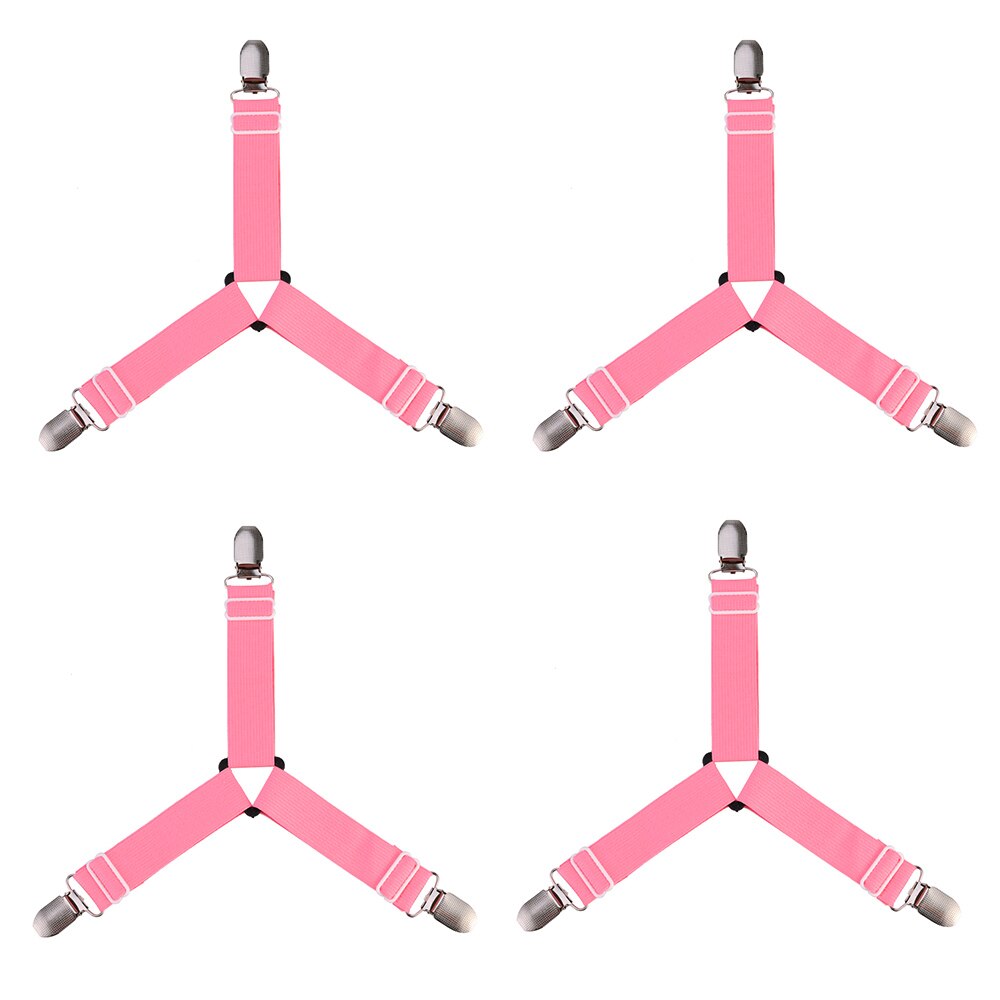 4 Stuks Laken Clips Vel Bed Gripper Verstelbare Elastische Bevestigingsband Houders Beddengoed Clips Voor Lakens Matras Fastener: Pink