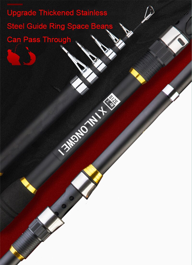 Telescopic Fishing Rods Pesca 2.1m-3.6m Carp Fishing Rod Ultralight 5 Layers Fiberglass Material Fishing Rod N0432
