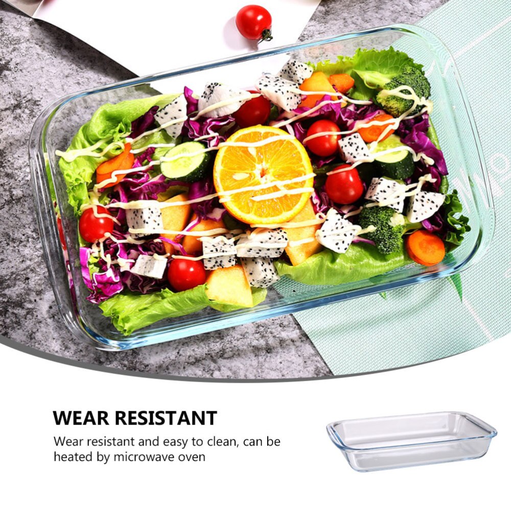 1pc żaroodporna blacha robić pieczenia hartowana szklana taca pojemnik na jedzenie (biały)