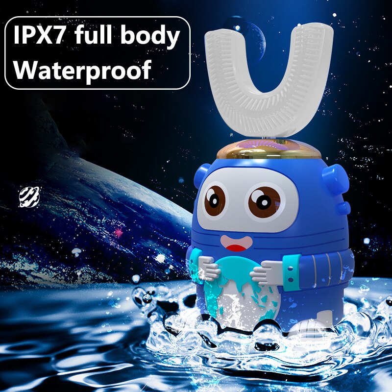 Brosse à dents électrique ultrasonique 360 nano silicone en forme de u pour enfants, brosse à dents automatique, rechargeable par usb, sans fil, intelligente