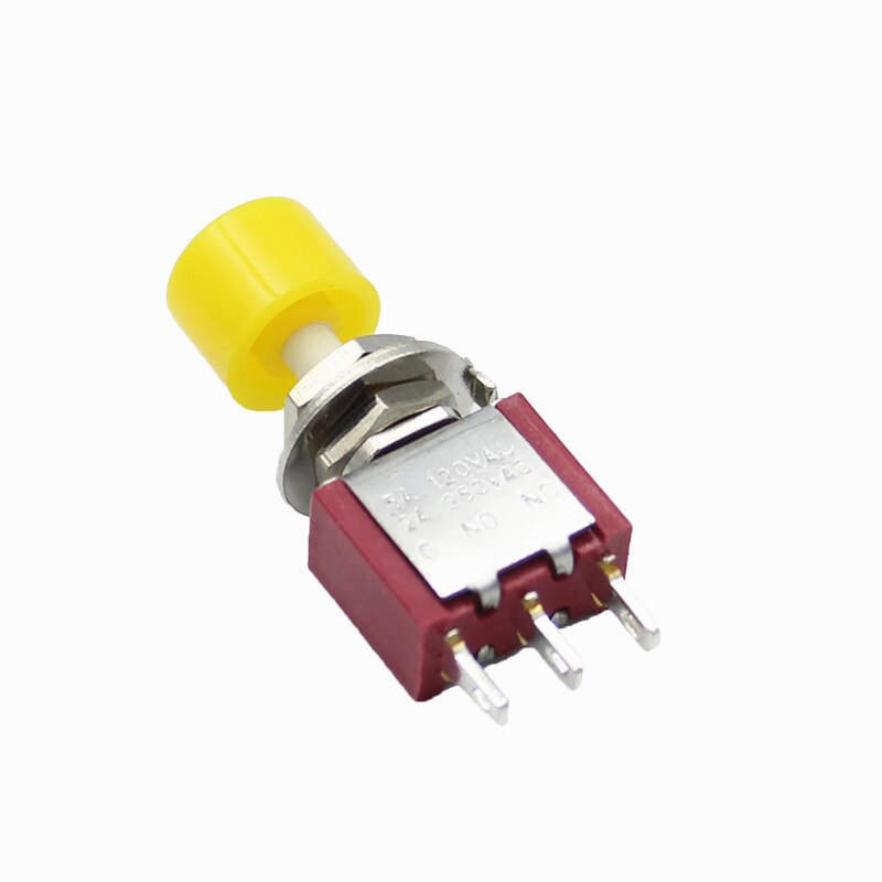 5Pcs Red 3Pin C-NO-NC 6mm Mini Momentary Automatic return Push Button Switch ON-(ON) 2A 250VAC/5A 120VAC Toggle Switches