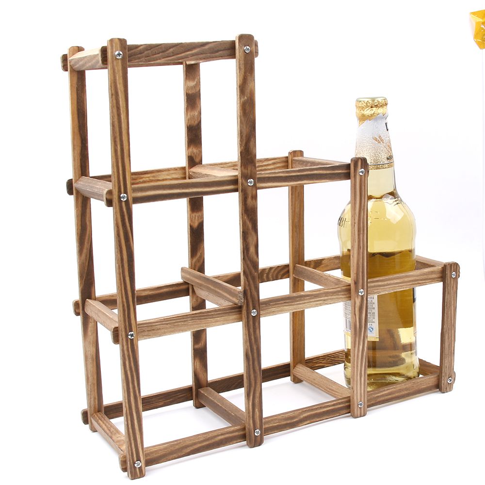Trä rött vin rack 3/6/10 flaskställ vikbar trä display monter solid hylla utställningsarrangör