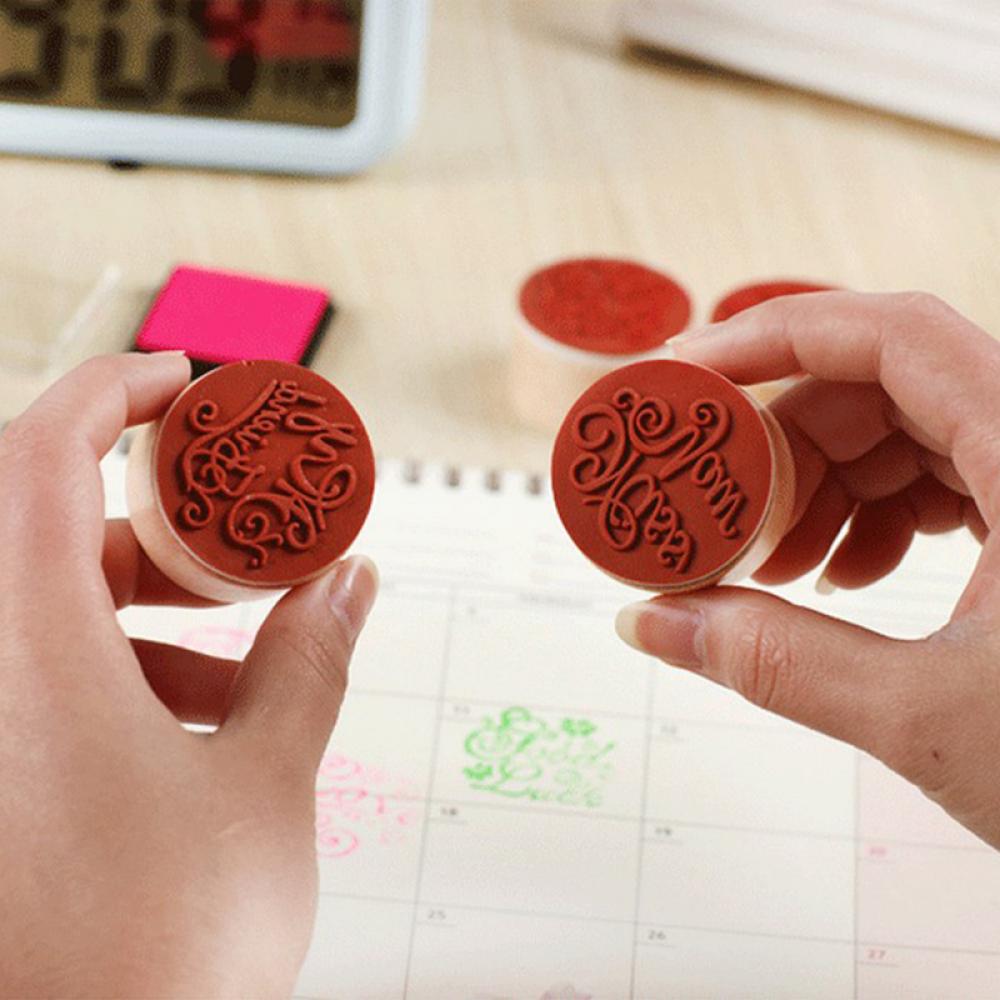Vintage rond bois timbre manuscrit souhaits Sentiment caoutchouc rond joint timbre motif de mot Floral pour Scrapbooking mariage